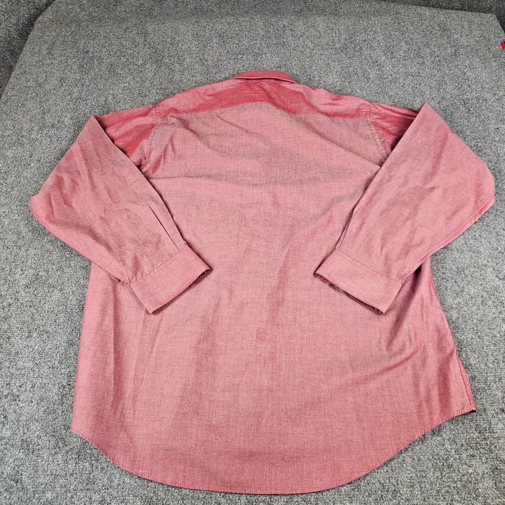 Pierre Cardin Mens Red Long Sleeve Button Down Shirt Large Chambray Style Pocket - Picture 5 of 5